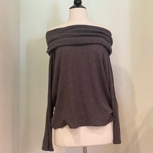 Urban Outfitters Off Shoulder Gray Ribbed Sweater